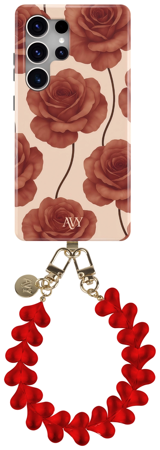 AVY Samsung Galaxy S25 Ultra MagSafe Hoesje met Koord 30CM Hearts & Roses afbeelding 1