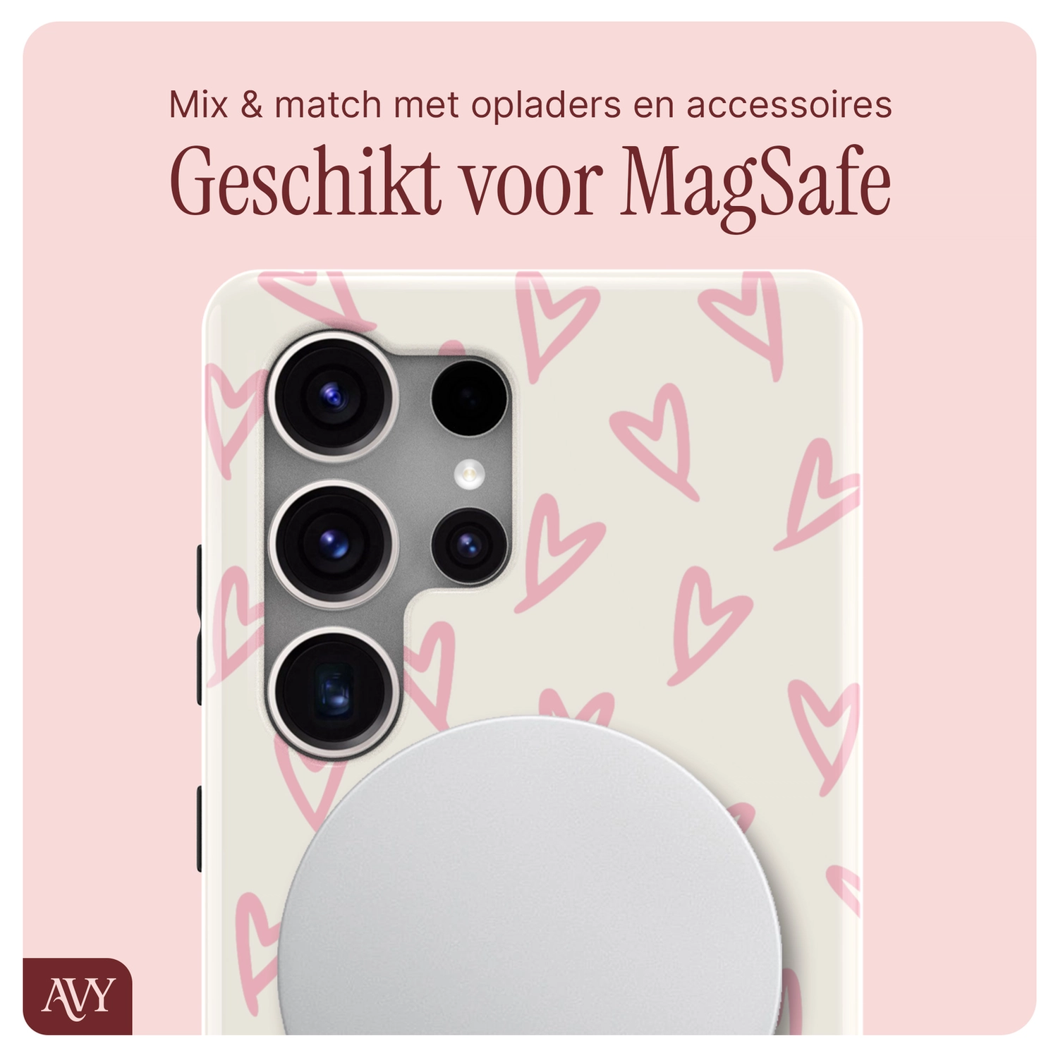 AVY Samsung Galaxy S25 Ultra MagSafe Hoesje met Koord 30CM Cupid Hearts afbeelding 8