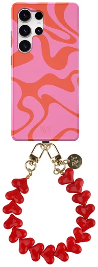 AVY Samsung Galaxy S25 Ultra MagSafe Hoesje met Koord 30CM Rose Hearts afbeelding 1