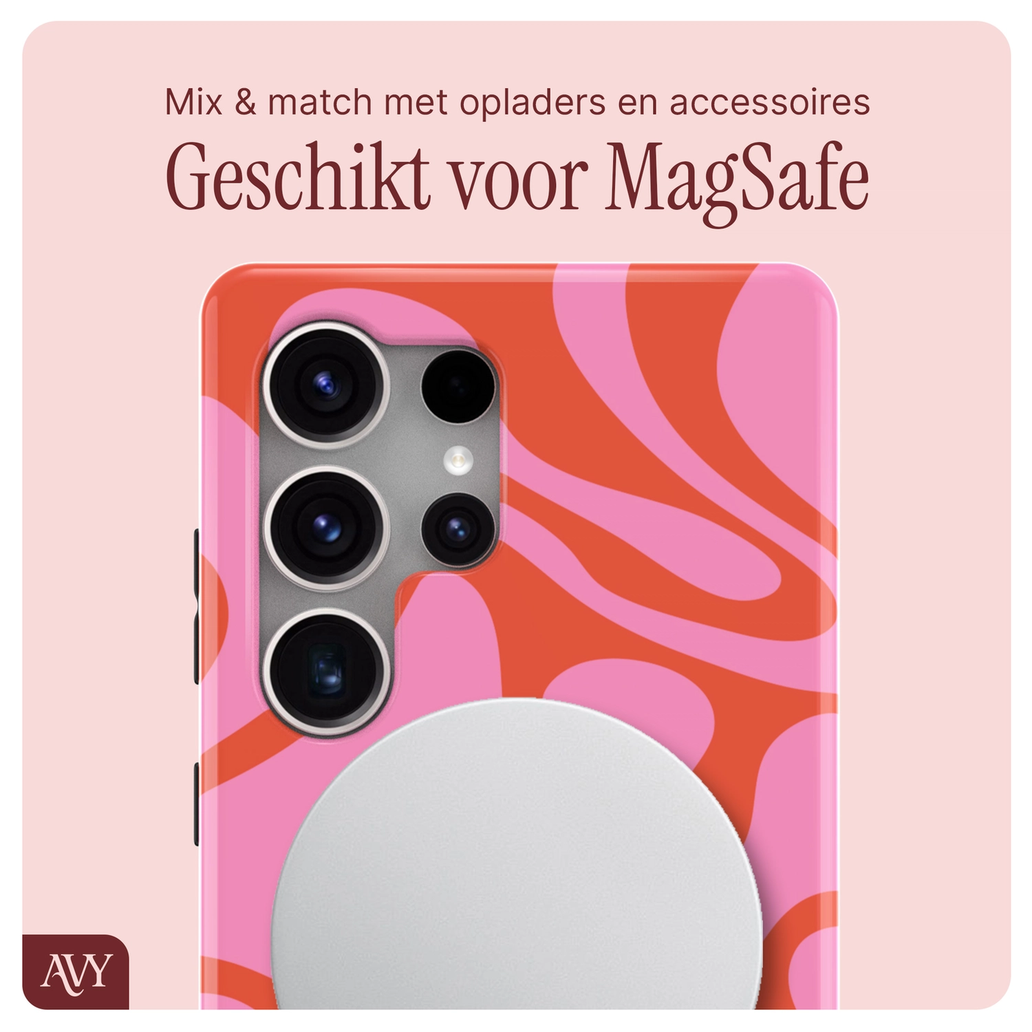 AVY Samsung Galaxy S25 Ultra MagSafe Hoesje met Koord 30CM Rose Hearts afbeelding 8