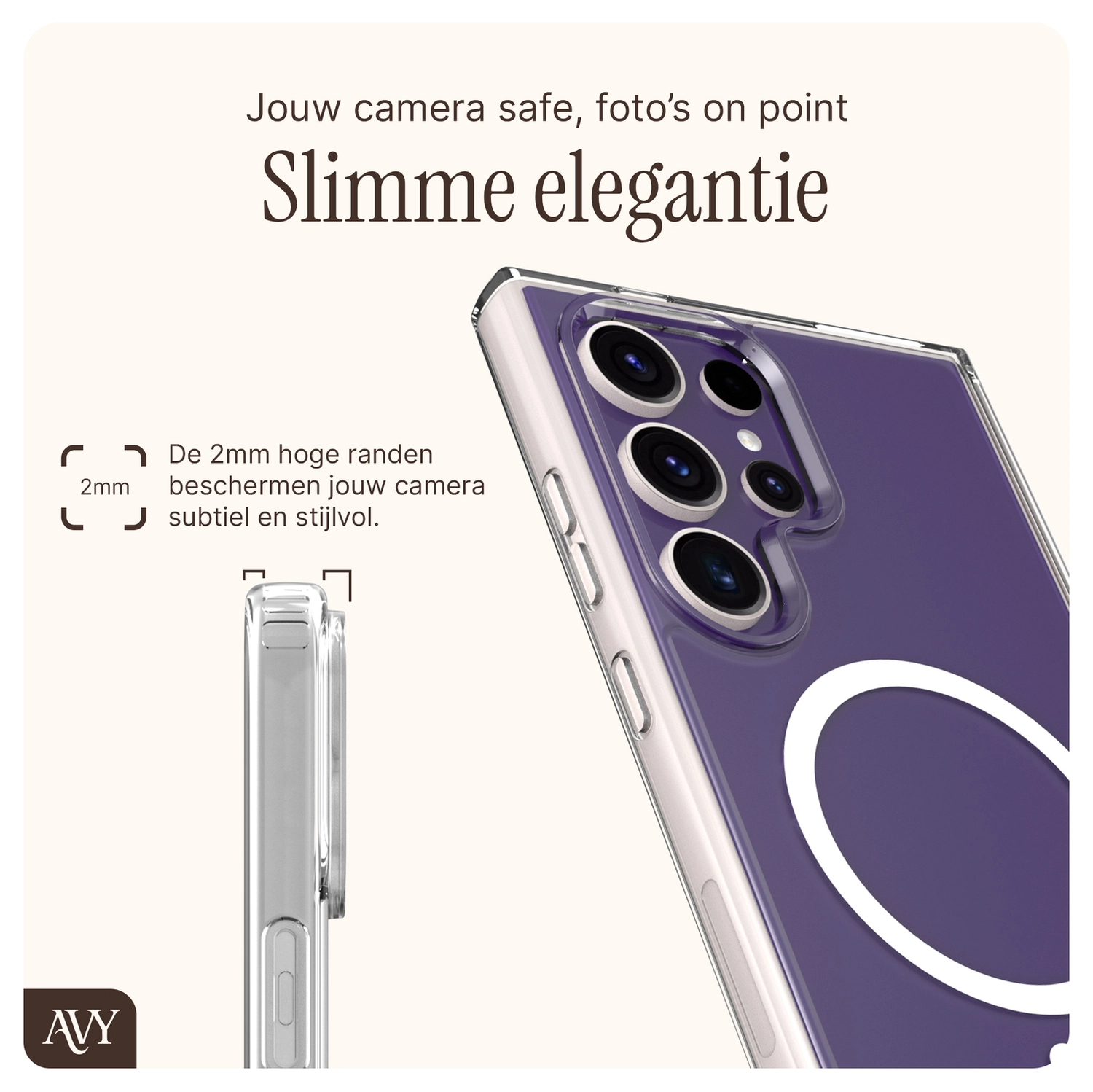 AVY Samsung Galaxy S24 Ultra Hoesje met Koord & MagSafe 30CM Cupid Black afbeelding 5