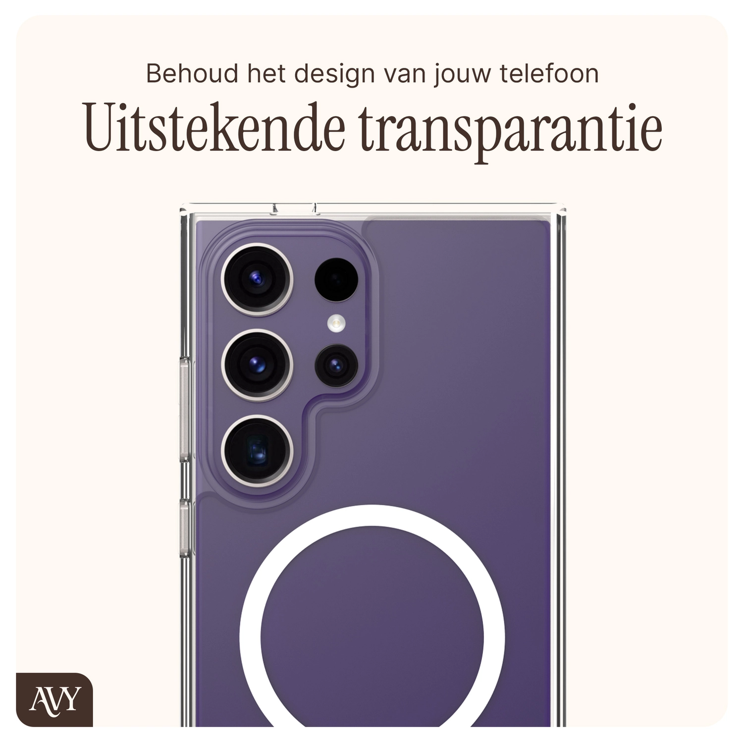 AVY Samsung Galaxy S24 Ultra Hoesje met Koord & MagSafe 30CM Cupid Black afbeelding 6