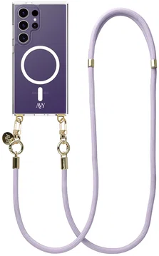 AVY Samsung Galaxy S24 Ultra Hoesje met Koord & MagSafe 130CM Tressé Purple