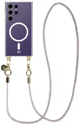 AVY Samsung Galaxy S24 Ultra Hoesje met Koord & MagSafe 120CM Silver Spark Long afbeelding