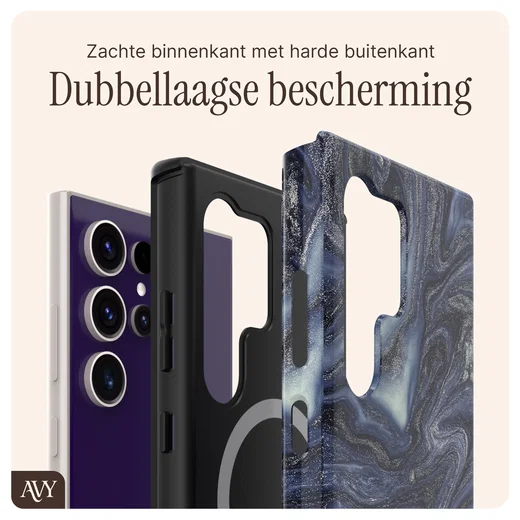 AVY Samsung Galaxy S24 Ultra MagSafe Hoesje met Koord 30CM Marmer Hearts afbeelding 7
