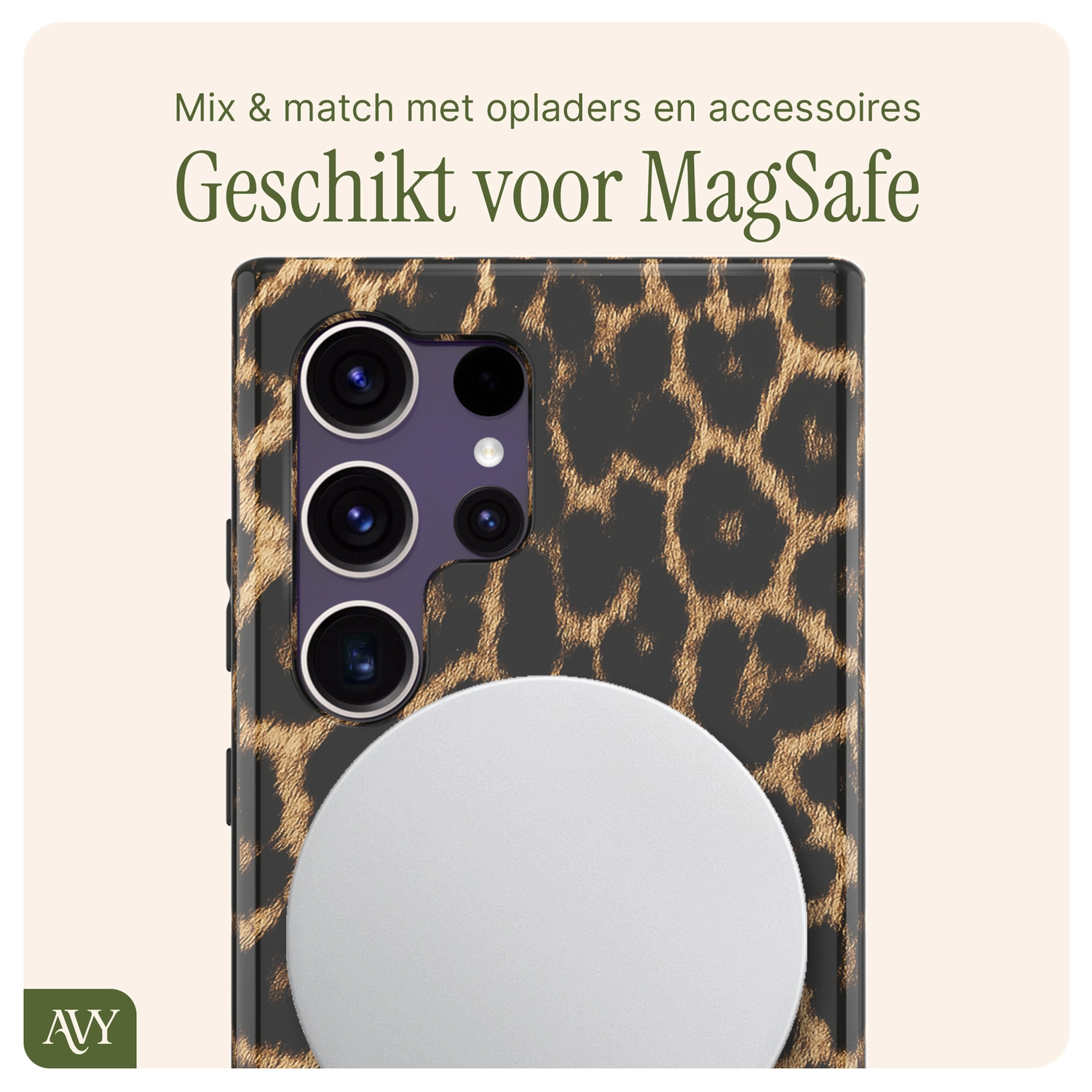 AVY Samsung Galaxy S24 Ultra MagSafe Hoesje met Koord 30CM Panther Hearts afbeelding 8