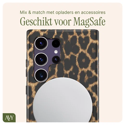 AVY Samsung Galaxy S24 Ultra MagSafe Hoesje met Koord 30CM Panther Hearts afbeelding 8