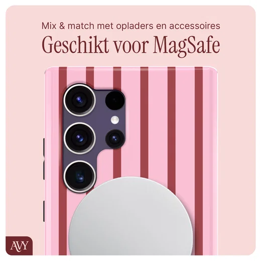 AVY Samsung Galaxy S24 Ultra MagSafe Hoesje met Koord 30CM Linea Hearts afbeelding 8