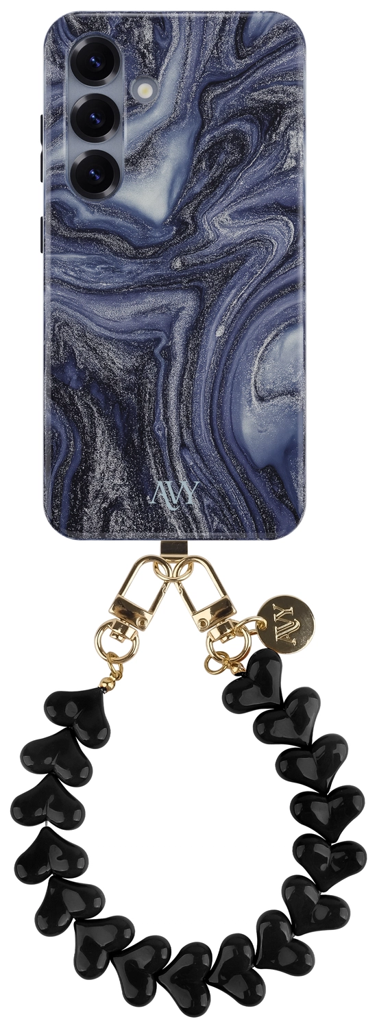 AVY Samsung Galaxy S25 MagSafe Hoesje met Koord 30CM Marmer Hearts afbeelding 1