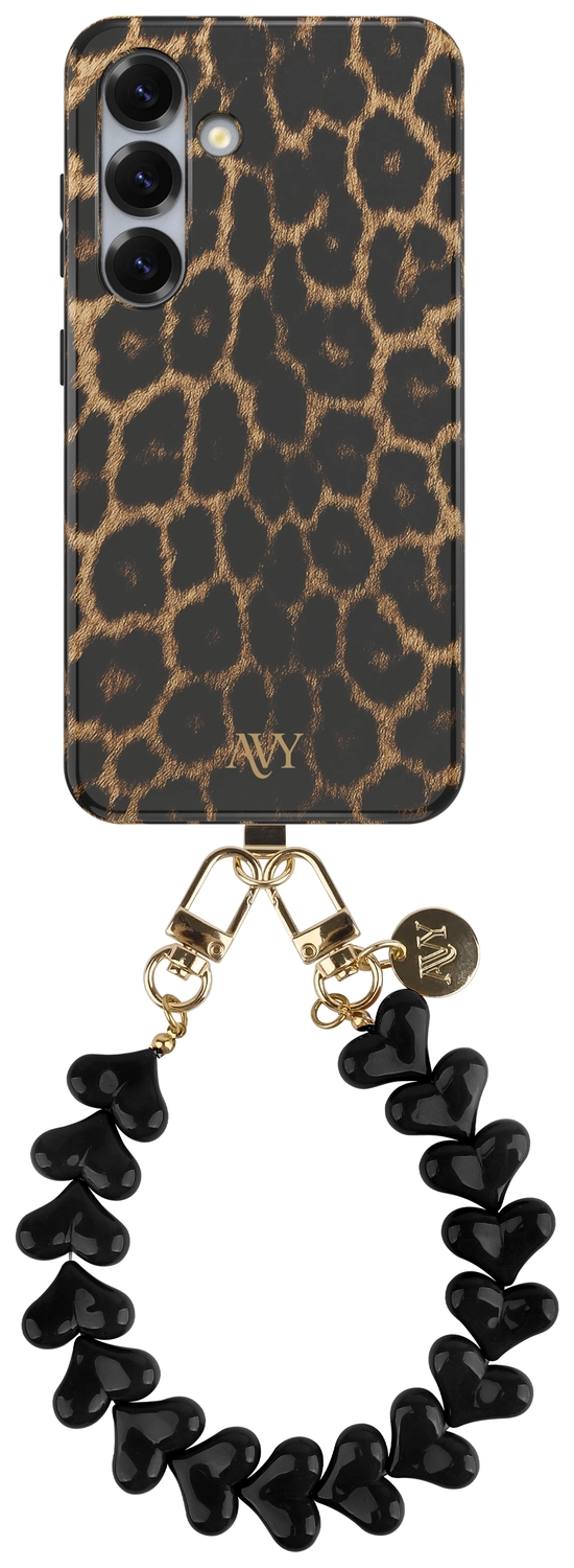 AVY Samsung Galaxy S25 MagSafe Hoesje met Koord 30CM Panther Hearts afbeelding 1