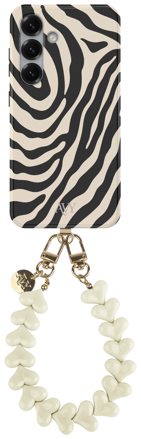 AVY Samsung Galaxy S25 MagSafe Hoesje met Koord 30CM Safari Hearts afbeelding 1