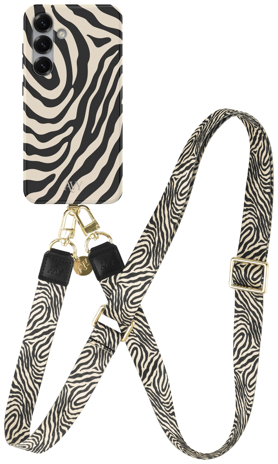 AVY Samsung Galaxy S25 MagSafe Hoesje met Koord 130CM Serengeti Zebra afbeelding 1