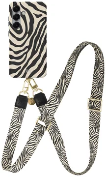 AVY Samsung Galaxy S25 MagSafe Hoesje met Koord 130CM Serengeti Zebra