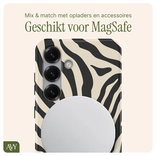 AVY Samsung Galaxy S25 MagSafe Hoesje met Koord 130CM Serengeti Zebra afbeelding 8