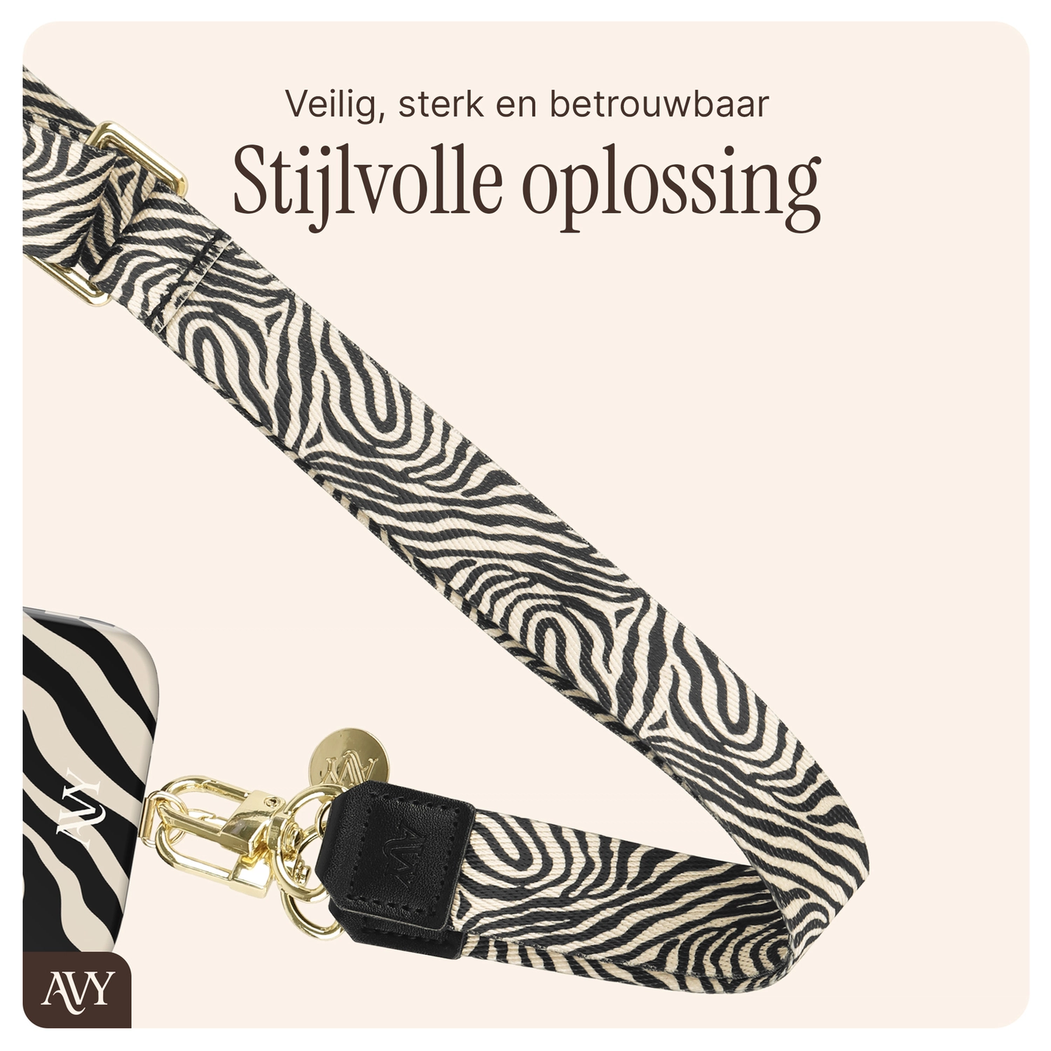 AVY Samsung Galaxy S25 MagSafe Hoesje met Koord 130CM Serengeti Zebra afbeelding 10
