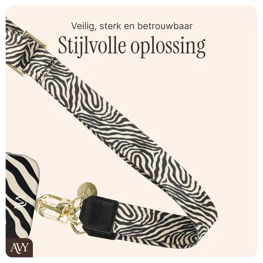 AVY Samsung Galaxy S25 MagSafe Hoesje met Koord 130CM Serengeti Zebra afbeelding 10