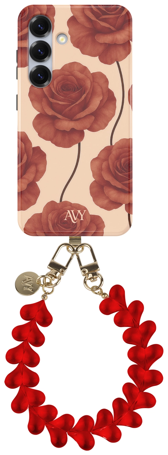 AVY Samsung Galaxy S25 MagSafe Hoesje met Koord 30CM Hearts & Roses afbeelding 1