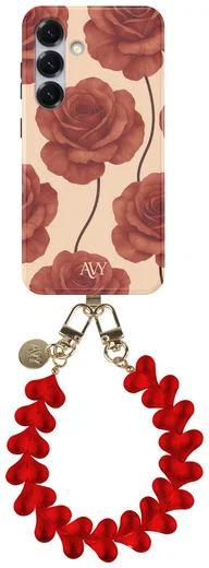 AVY Samsung Galaxy S25 MagSafe Hoesje met Koord 30CM Hearts & Roses afbeelding 1