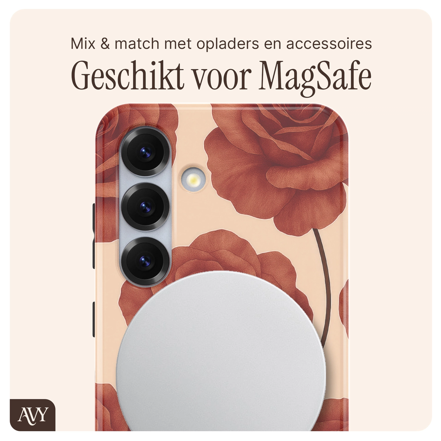 AVY Samsung Galaxy S25 MagSafe Hoesje met Koord 30CM Hearts & Roses afbeelding 8