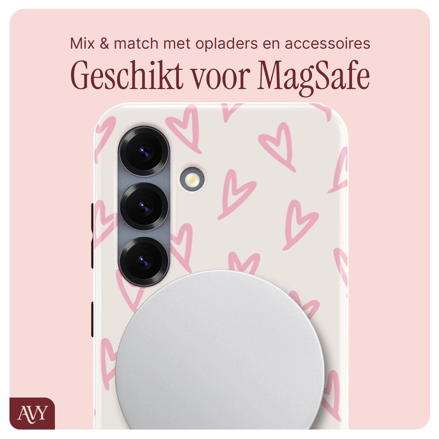 AVY Samsung Galaxy S25 MagSafe Hoesje met Koord 30CM Cupid Hearts afbeelding 8