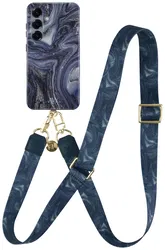 AVY Samsung Galaxy S24 MagSafe Hoesje met Koord 130CM Obscura Blue afbeelding