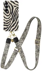 AVY Samsung Galaxy S24 MagSafe Hoesje met Koord 130CM Serengeti Zebra afbeelding