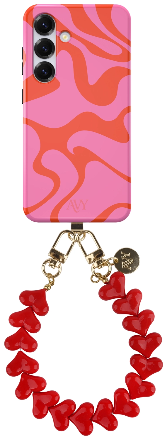 AVY Samsung Galaxy S24 MagSafe Hoesje met Koord 30CM Rose Hearts afbeelding 1