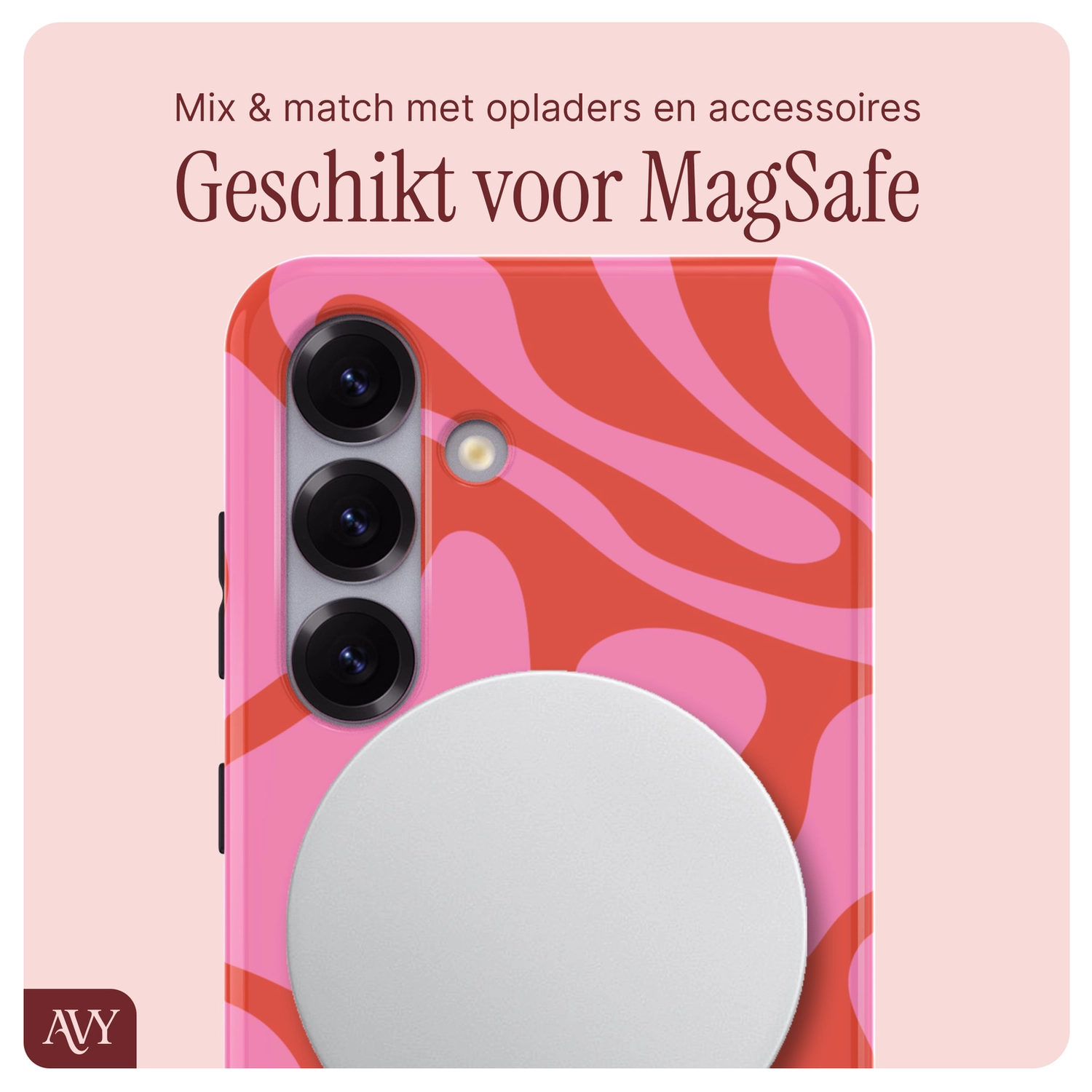 AVY Samsung Galaxy S24 MagSafe Hoesje met Koord 30CM Rose Hearts afbeelding 8