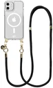 AVY Apple iPhone 11 Hoesje met Koord & MagSafe 130CM Tressé Black