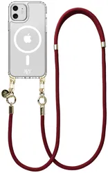 AVY Apple iPhone 11 Hoesje met Koord & MagSafe 130CM Tressé Red afbeelding