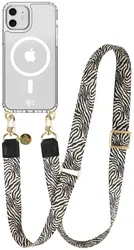AVY Apple iPhone 11 Hoesje met Koord & MagSafe 130CM Serengeti Zebra afbeelding