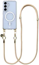 AVY Samsung S25 Plus / S24 Plus Hoesje met Koord & MagSafe 130CM Tressé Beige afbeelding