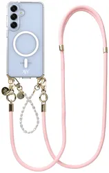 AVY Samsung S25 Plus / S24 Plus Hoesje met Koord & MagSafe 130CM Tressé Pink afbeelding