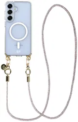 AVY Samsung S25 Plus / S24 Plus Hoesje met Koord & MagSafe 120CM Silver Spark afbeelding