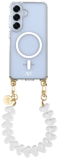 AVY Samsung Galaxy S25 / S24 Hoesje met Koord & MagSafe 30CM Cupid White afbeelding 1