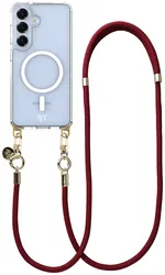 AVY Samsung Galaxy S25 / S24 Hoesje met Koord & MagSafe 130CM Tressé Red afbeelding