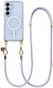 AVY Samsung Galaxy S25 / S24 Hoesje met Koord & MagSafe 130CM Tressé Purple
