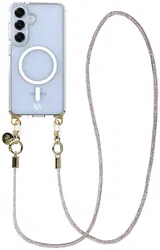 AVY Samsung Galaxy S25 / S24 Hoesje met Koord & MagSafe 120CM Silver Spark Long afbeelding