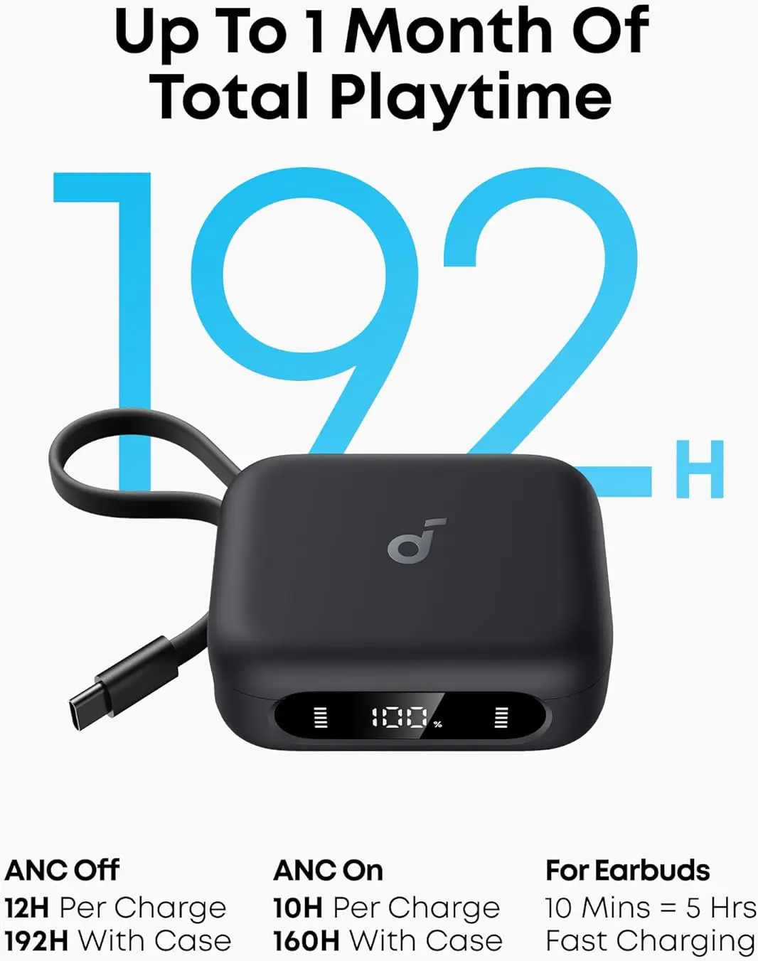 Anker Soundcore P41i Draadloze In-Ear Oordopjes ANC met Draagbare Oplader Zwart afbeelding 3
