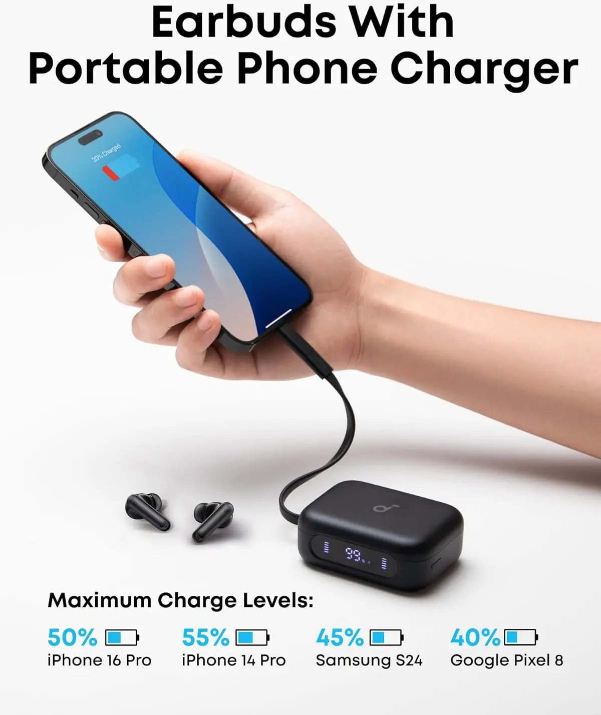 Anker Soundcore P41i Draadloze In-Ear Oordopjes ANC met Draagbare Oplader Zwart afbeelding 2