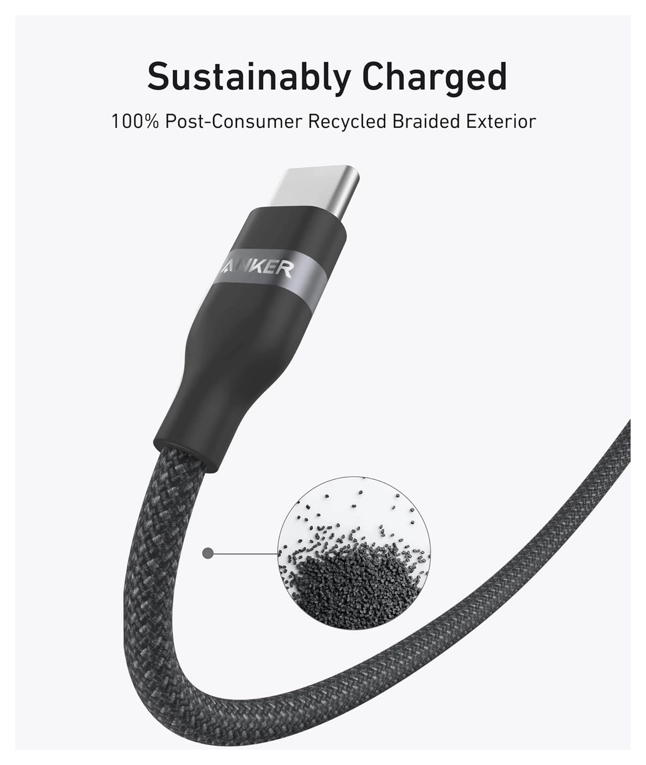 Anker Bio-Nylon (240W) USB-C naar USB-C Kabel Fast Charge 0.9M Zwart afbeelding 4