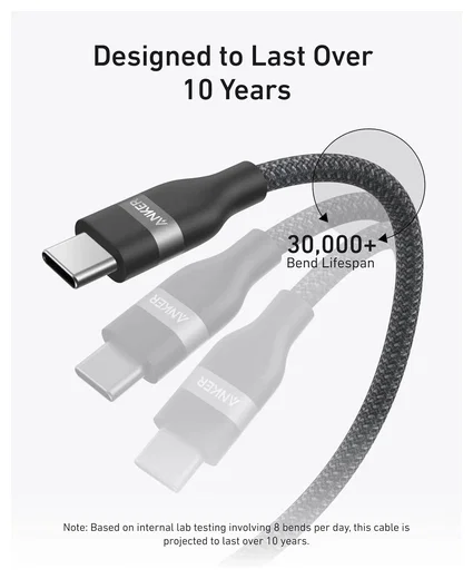 Anker Bio-Nylon (240W) USB-C naar USB-C Kabel Fast Charge 0.9M Zwart afbeelding 5