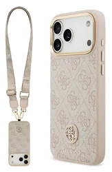 Guess iPhone 17 Pro Hoesje 4G Strass Logo Hoesje MagSafe met Koord Roze afbeelding
