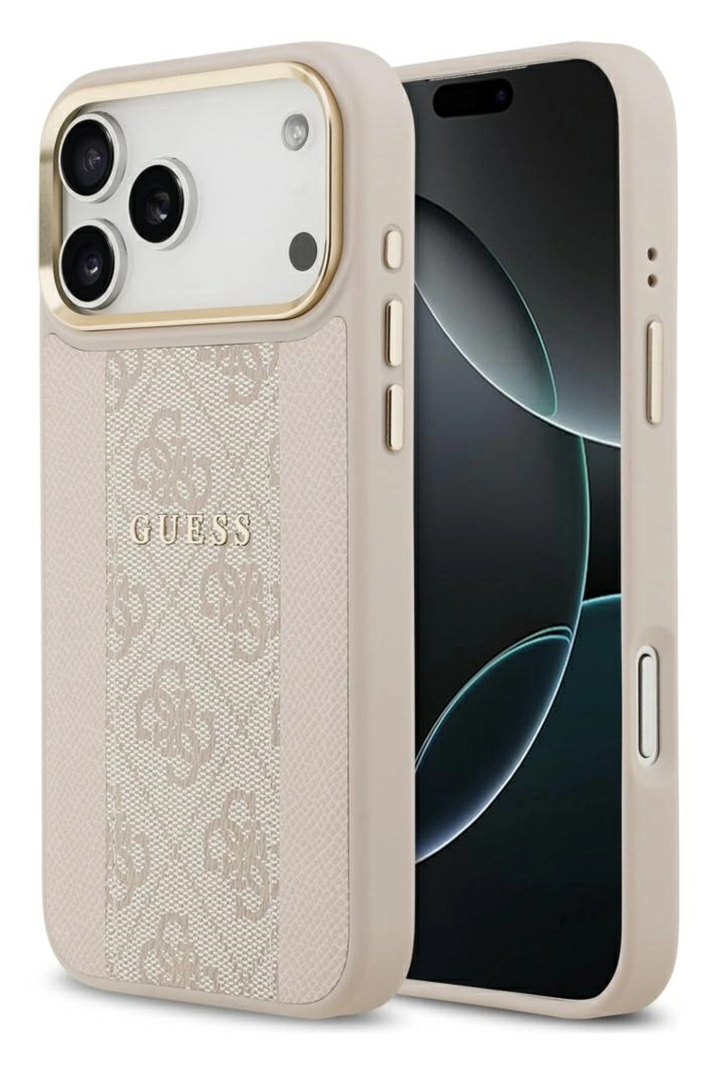 Guess 4G Stripe iPhone 17 Pro Max Hoesje MagSafe Back Cover Roze afbeelding 1