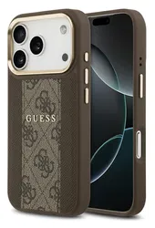 Guess 4G Stripe iPhone 17 Pro Max Hoesje MagSafe Back Cover Bruin afbeelding