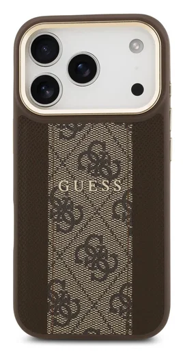 Guess 4G Stripe iPhone 17 Pro Max Hoesje MagSafe Back Cover Bruin afbeelding 2