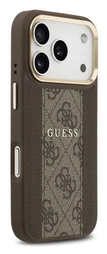 Guess 4G Stripe iPhone 17 Pro Hoesje MagSafe Back Cover Bruin afbeelding 3