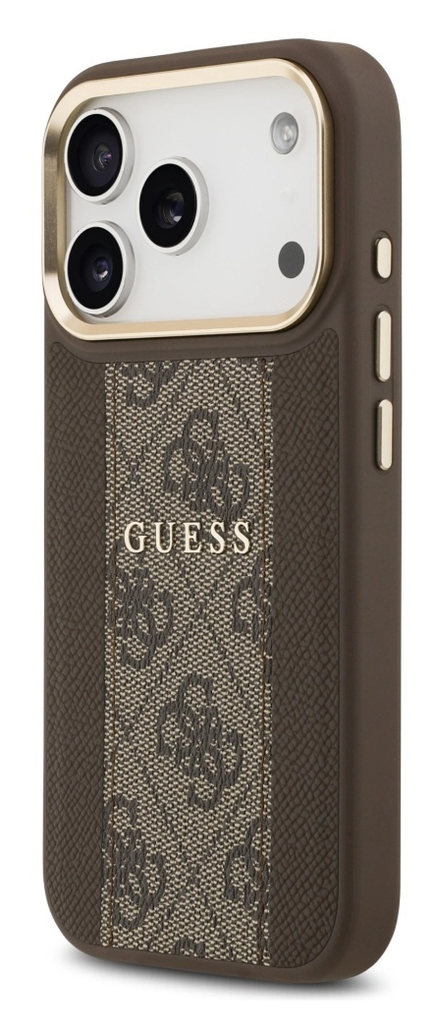 Guess 4G Stripe iPhone 17 Pro Hoesje MagSafe Back Cover Bruin afbeelding 4