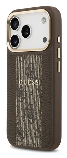 Guess 4G Stripe iPhone 17 Pro Hoesje MagSafe Back Cover Bruin afbeelding 4
