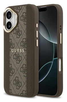 Guess 4G Stripe iPhone 17 Hoesje MagSafe Back Cover Bruin